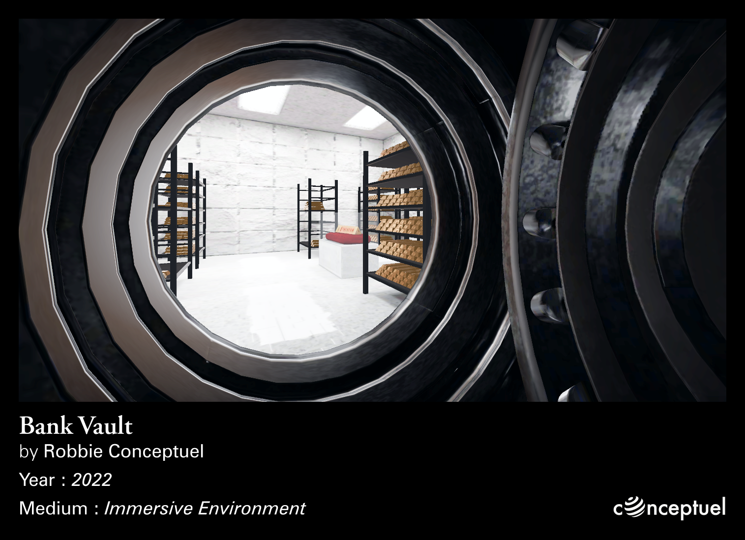 Bank Vault main chamber with dramatic lighting and metallic surfaces