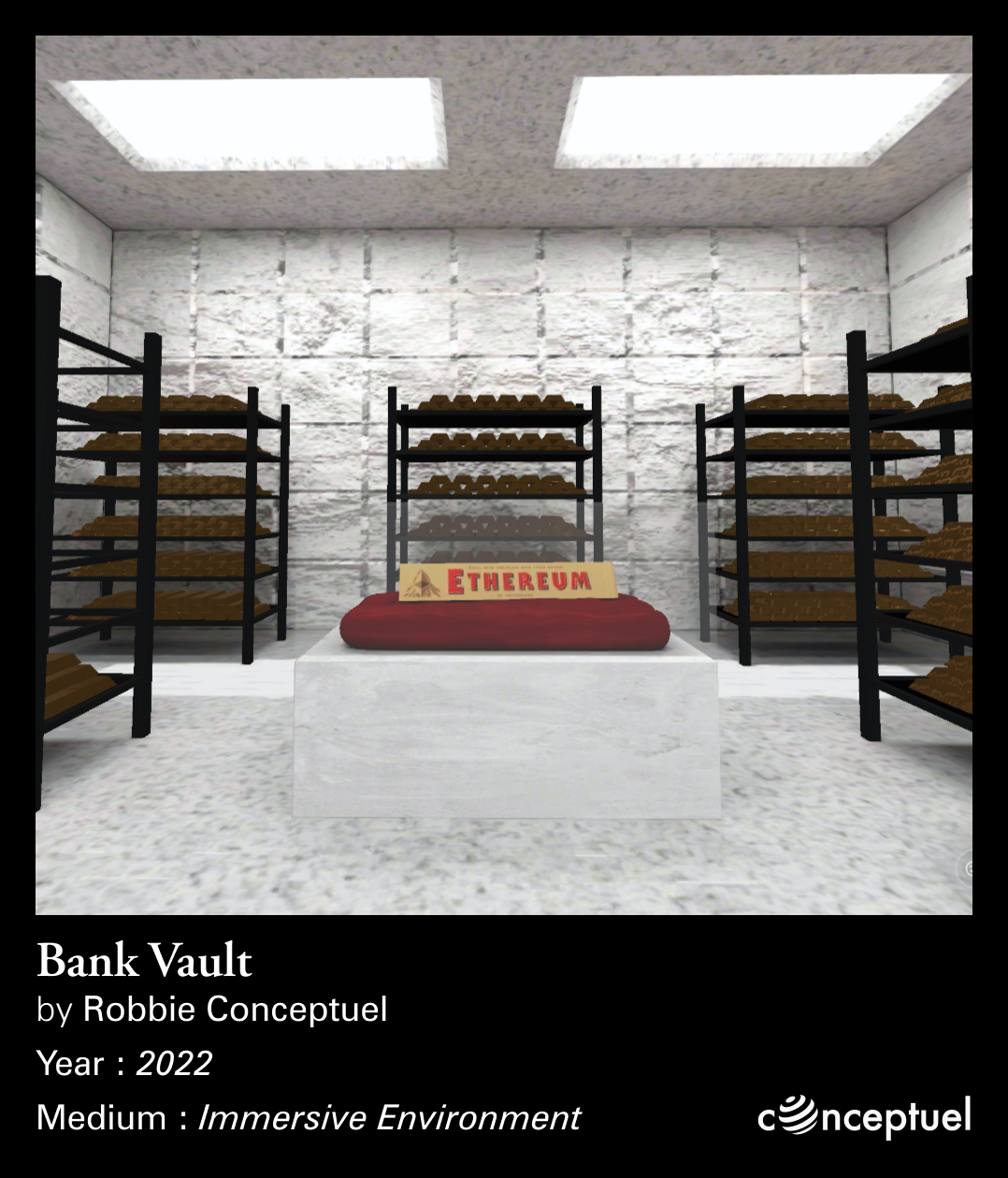 Vault interior illuminated with warm gold lighting