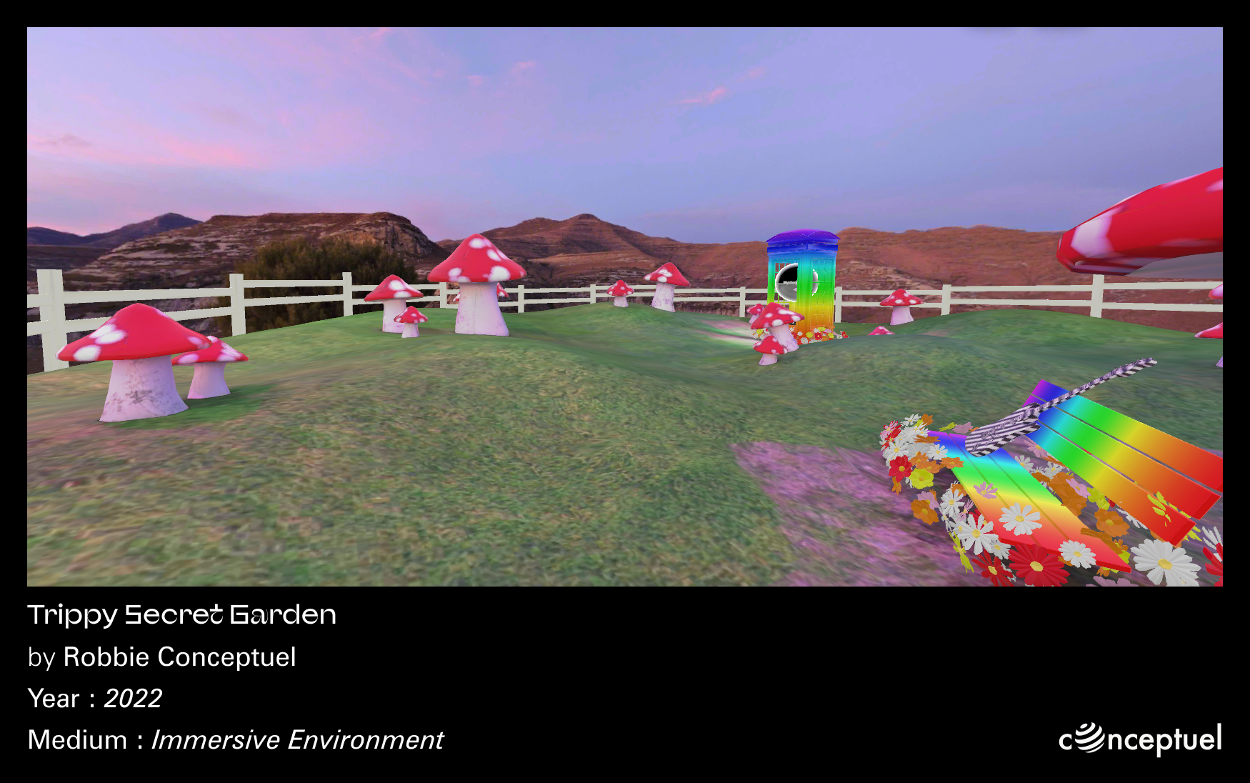 Immersive garden spaces with vivid color patterns